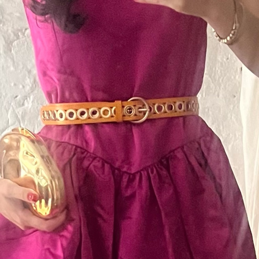 Sandro Orange and gold eyelet belt